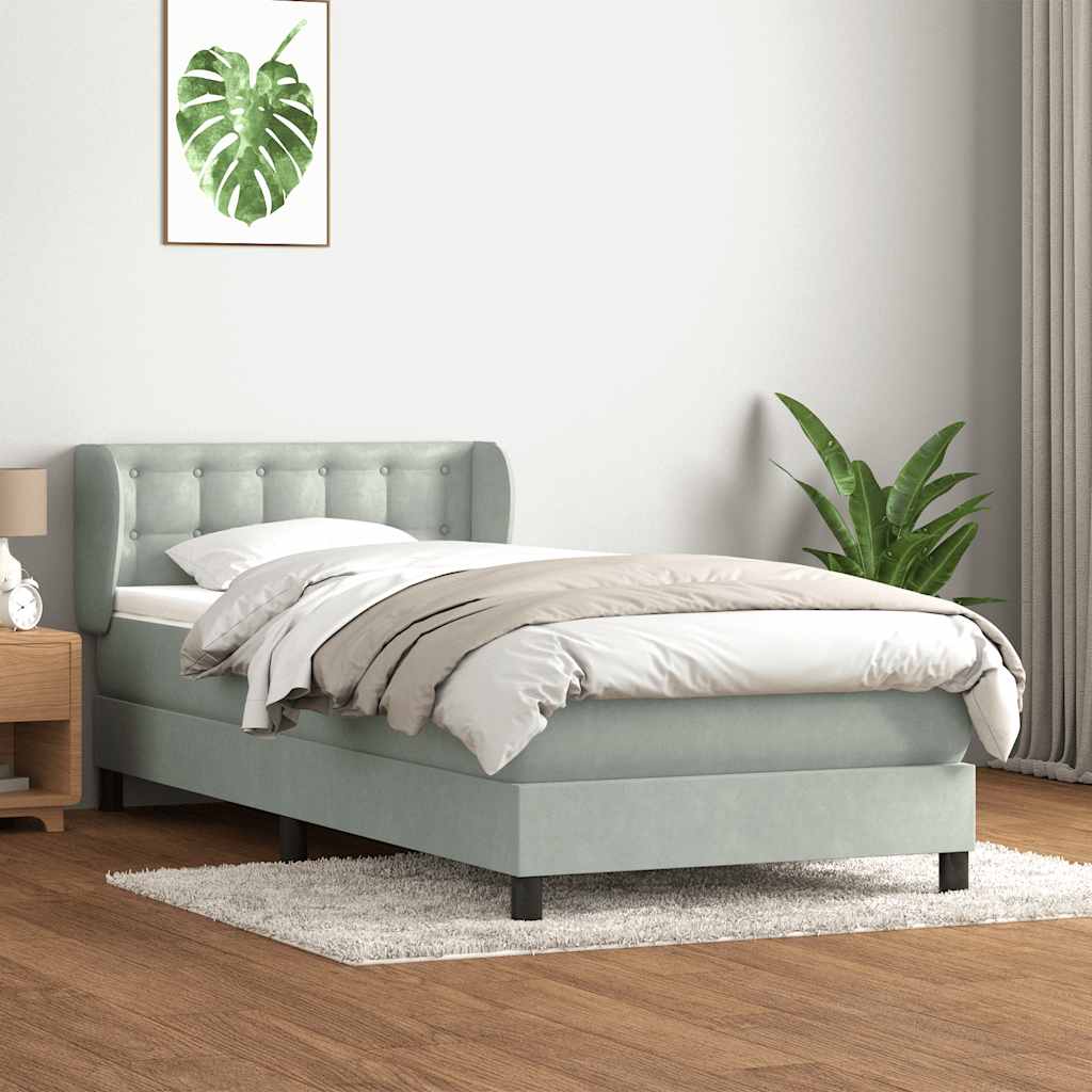 Giroletto a Molle con Materasso Grigio Chiaro 80x210 cm Velluto