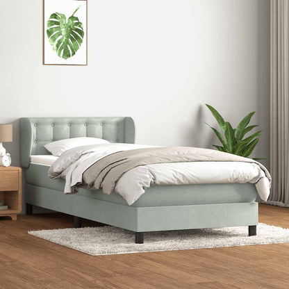 Giroletto a Molle con Materasso Grigio Chiaro 80x210 cm Velluto
