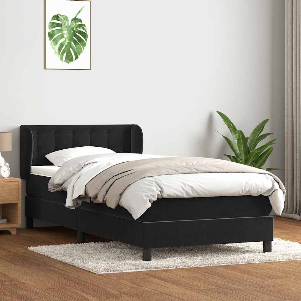 Giroletto a Molle con Materasso Nero 80x210 cm Velluto