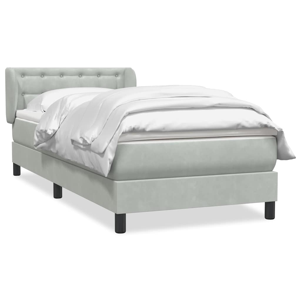 Giroletto a Molle con Materasso grigio chiaro 90x210 cm Velluto