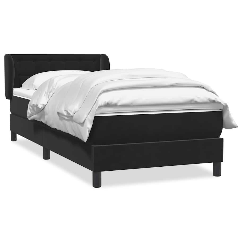 Giroletto a Molle con Materasso Nero 90x210 cm in Velluto
