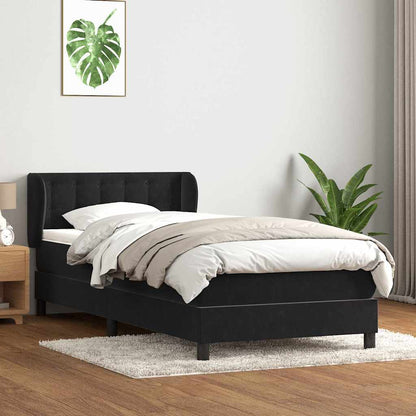 Giroletto a Molle con Materasso Nero 90x210 cm in Velluto