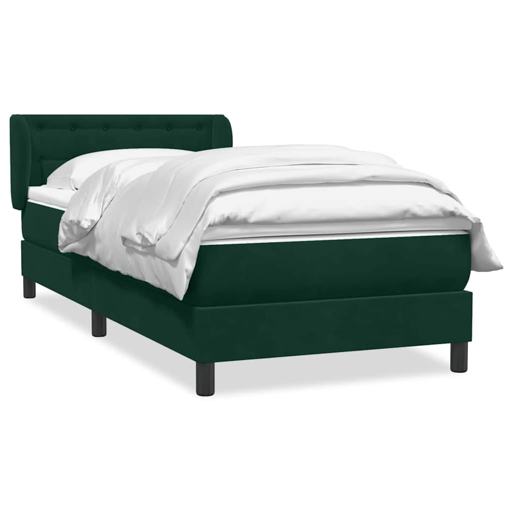 Giroletto a Molle con Materasso Verde Scuro 90x210 cm Velluto