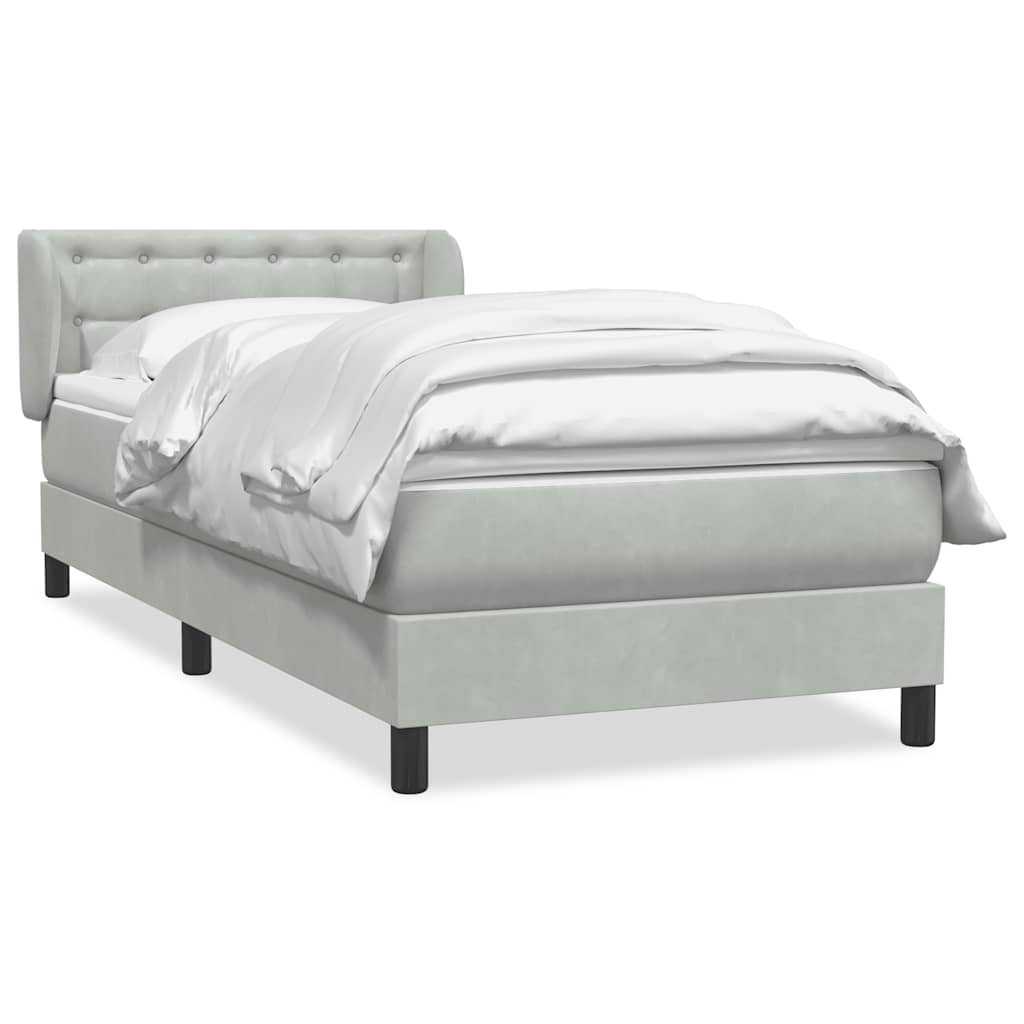 Giroletto a Molle con Materasso Grigio Chiaro 100x210cm Velluto