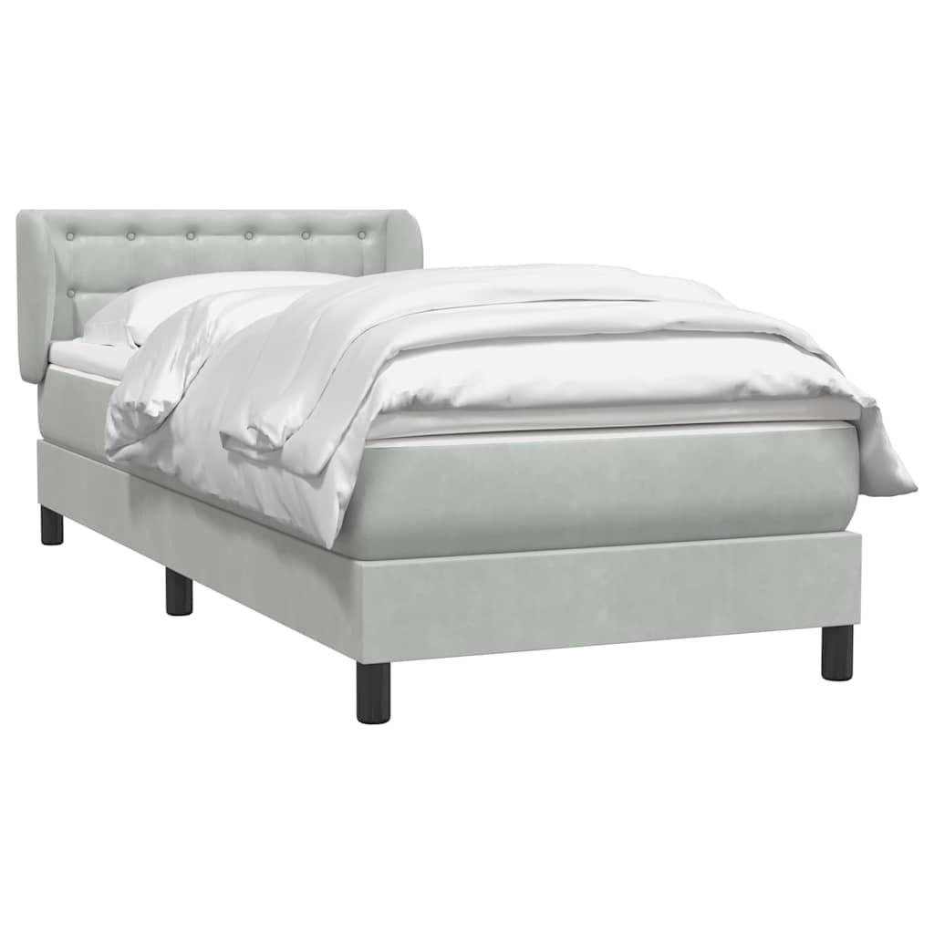 Giroletto a Molle con Materasso Grigio Chiaro 100x210cm Velluto