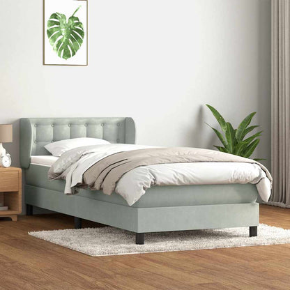 Giroletto a Molle con Materasso Grigio Chiaro 100x210cm Velluto