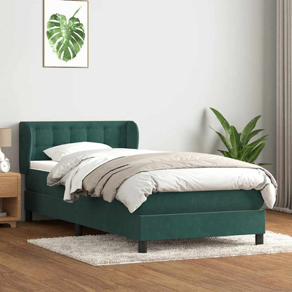 Giroletto a Molle con Materasso Verde Scuro 100x210 cm Velluto