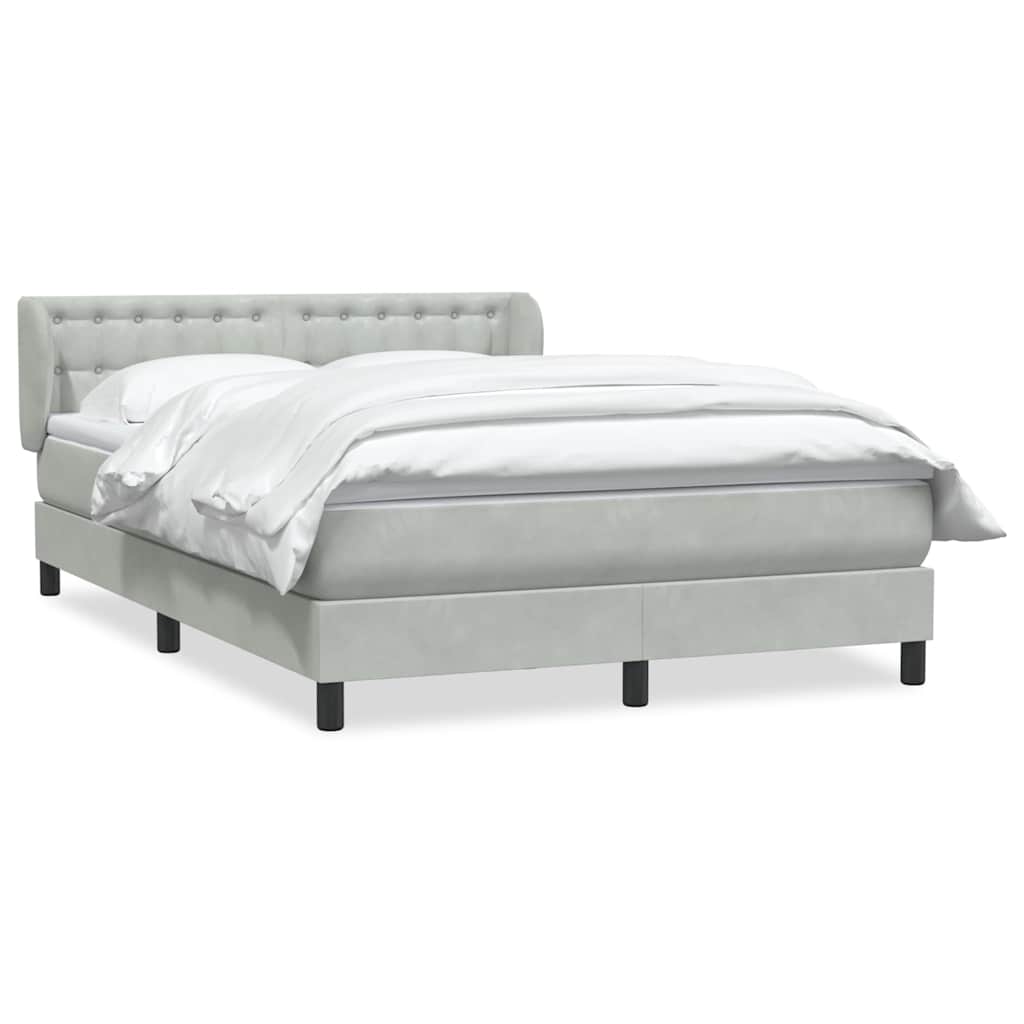Giroletto a Molle con Materasso Grigio Chiaro 140x210cm Velluto