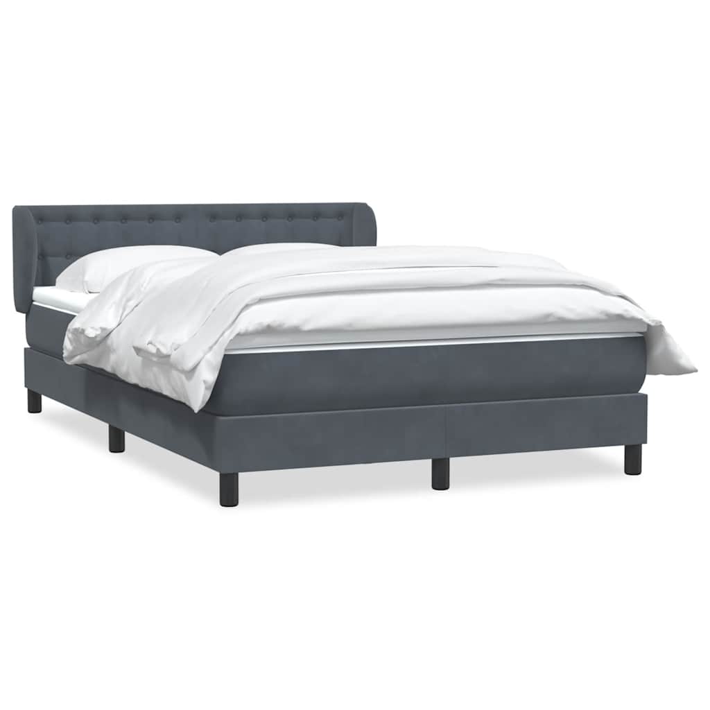 Giroletto a Molle con Materasso Grigio Scuro 140x210 cm Velluto