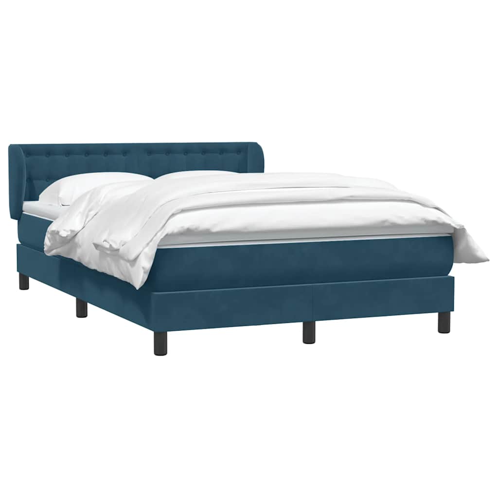 Giroletto a Molle con Materasso Blu Scuro 140x210 cm in Velluto