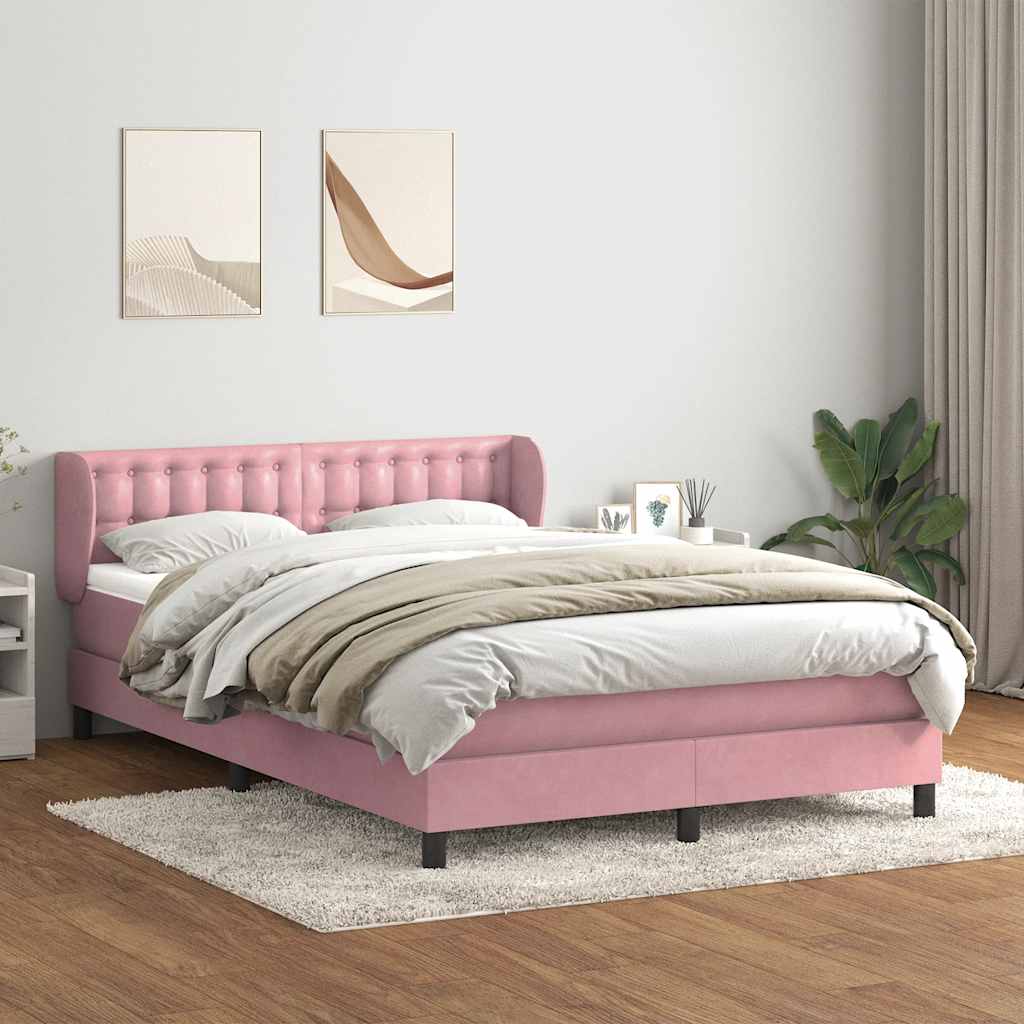 Giroletto a Molle con Materasso Rosa 140x210 cm in Velluto