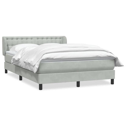 Giroletto a Molle con Materasso Grigio Chiaro 160x210cm Velluto