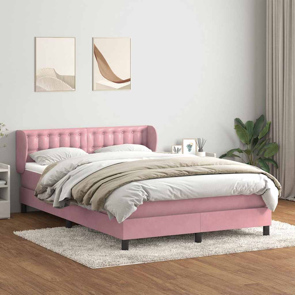 Giroletto a Molle con Materasso Rosa 160x210 cm in Velluto