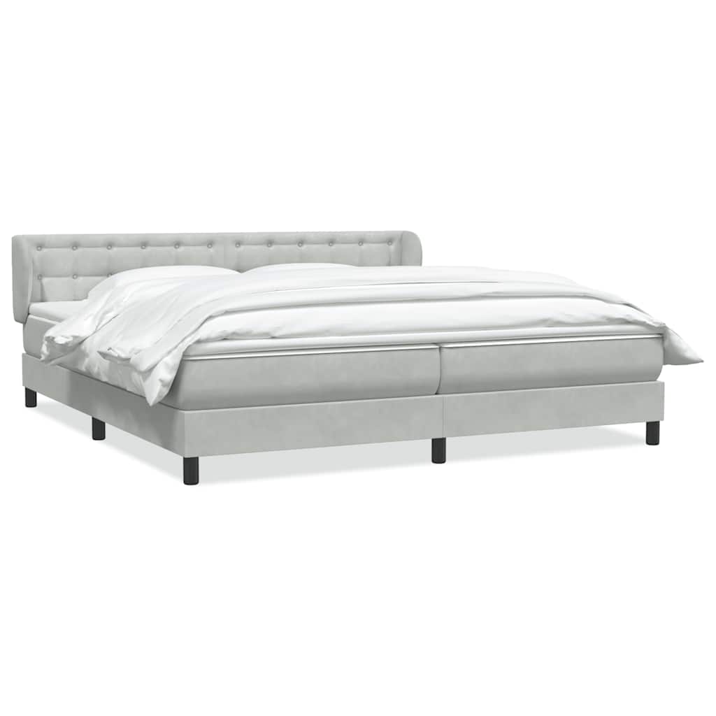 Giroletto a Molle con Materassi Grigio Chiaro 180x210cm Velluto