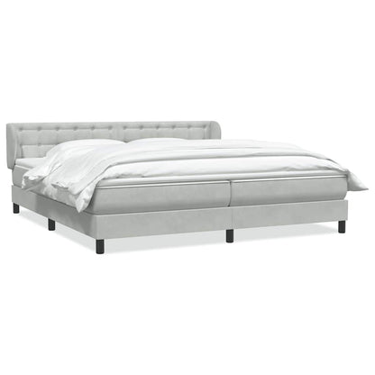 Giroletto a Molle con Materassi Grigio Chiaro 180x210cm Velluto