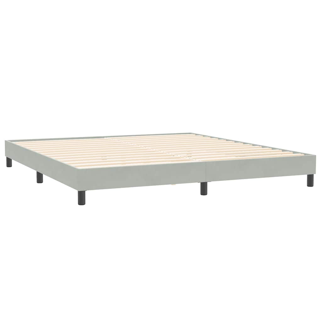 Giroletto a Molle con Materassi Grigio Chiaro 180x210cm Velluto