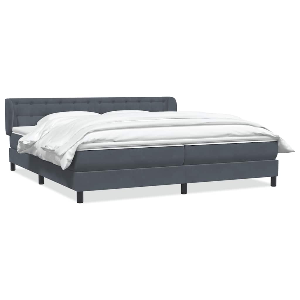 Giroletto a Molle con Materassi Grigio Scuro 180x210 cm Velluto