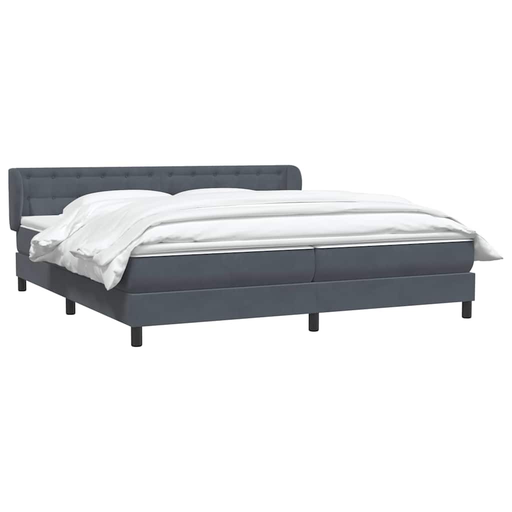 Giroletto a Molle con Materassi Grigio Scuro 180x210 cm Velluto