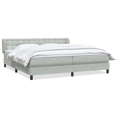 Giroletto a Molle con Materassi Grigio Chiaro 200x210cm Velluto