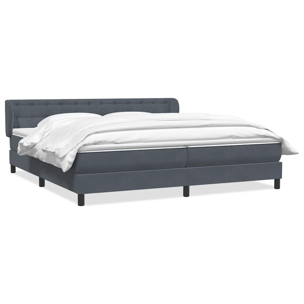 Giroletto a Molle con Materassi Grigio Scuro 200x210 cm Velluto