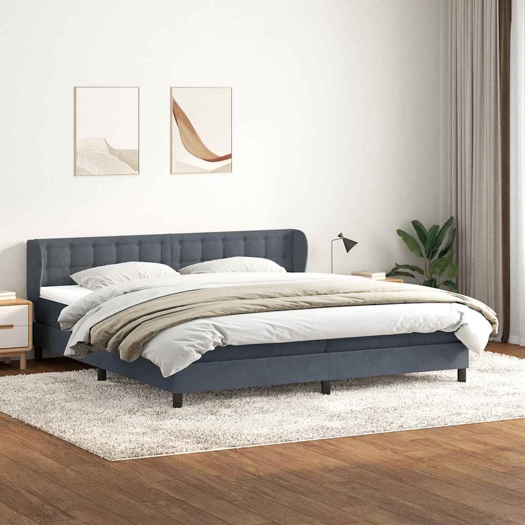Giroletto a Molle con Materassi Grigio Scuro 200x210 cm Velluto