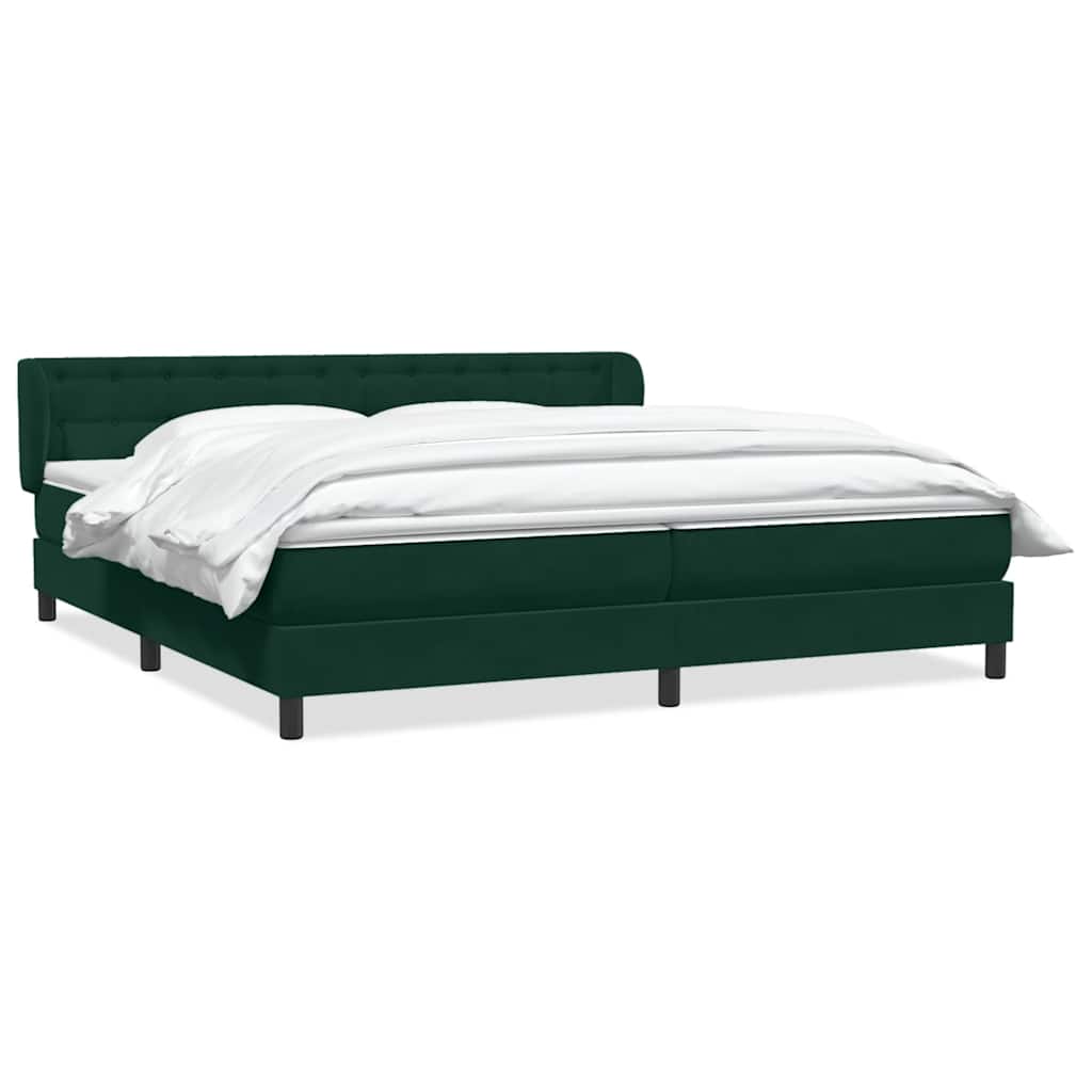 Giroletto a Molle con Materassi Verde Scuro 200x210 cm Velluto