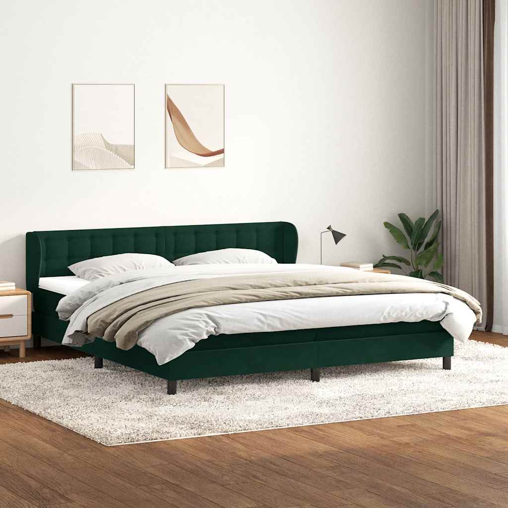 Giroletto a Molle con Materassi Verde Scuro 200x210 cm Velluto