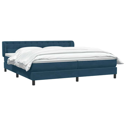 Giroletto a Molle con Materassi Blu Scuro 200x210 cm in Velluto
