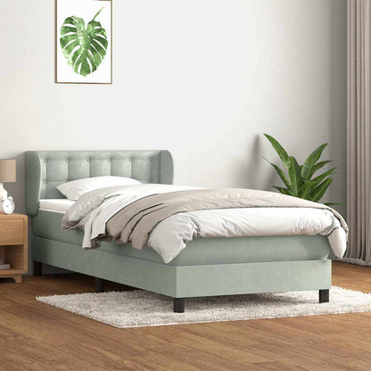 Giroletto a Molle con Materasso Grigio Chiaro 80x220 cm Velluto