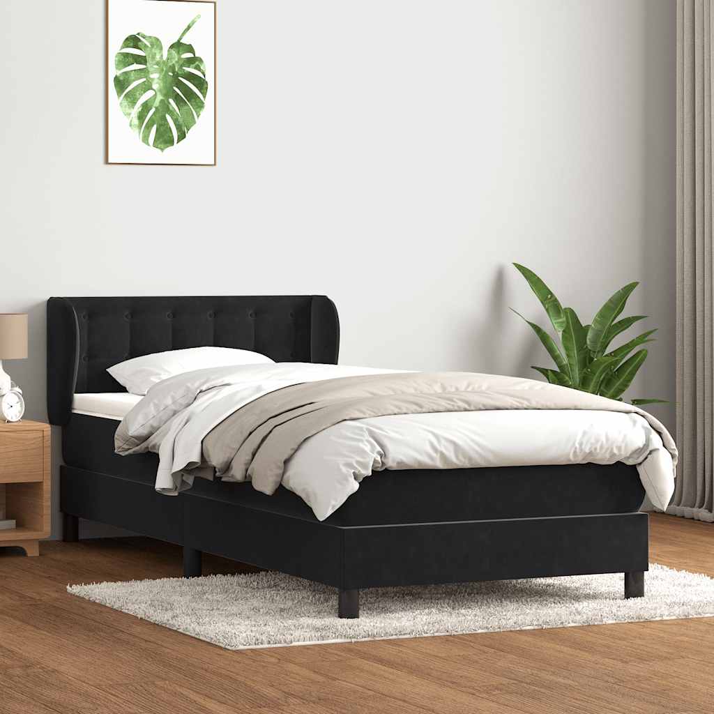 Giroletto a Molle con Materasso Nero 80x220 cm Velluto