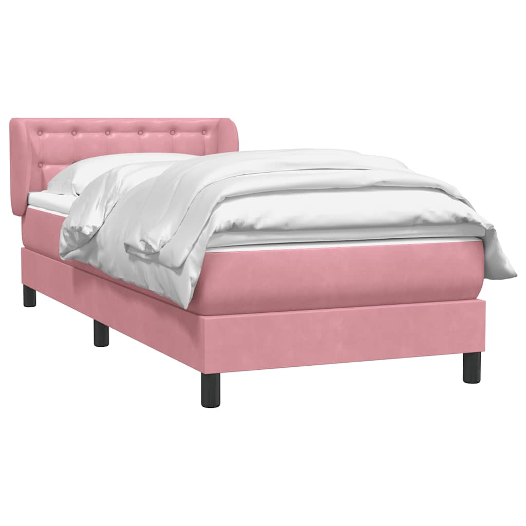 Giroletto a Molle con Materasso Rosa 80x220 cm Velluto