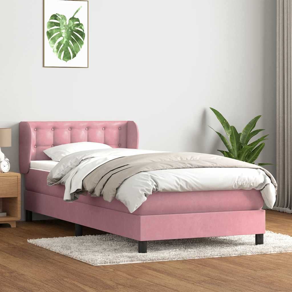 Giroletto a Molle con Materasso Rosa 90x220 cm Velluto