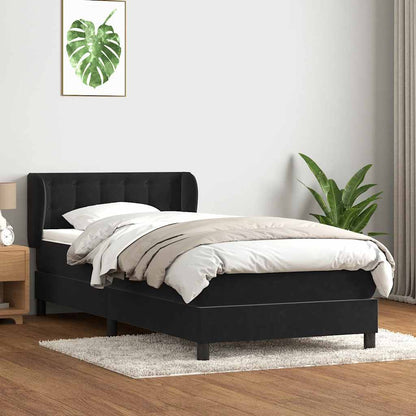 Giroletto a Molle con Materasso Nero 100x220 cm in Velluto