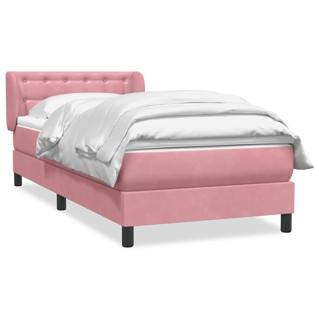 Giroletto a Molle con Materasso Rosa 100x220 cm in Velluto