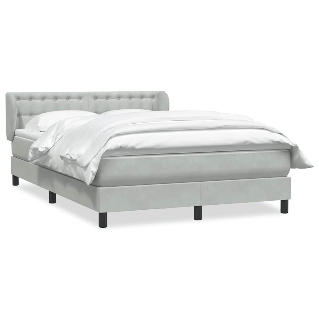 Giroletto a Molle con Materasso Grigio Chiaro 140x220cm Velluto