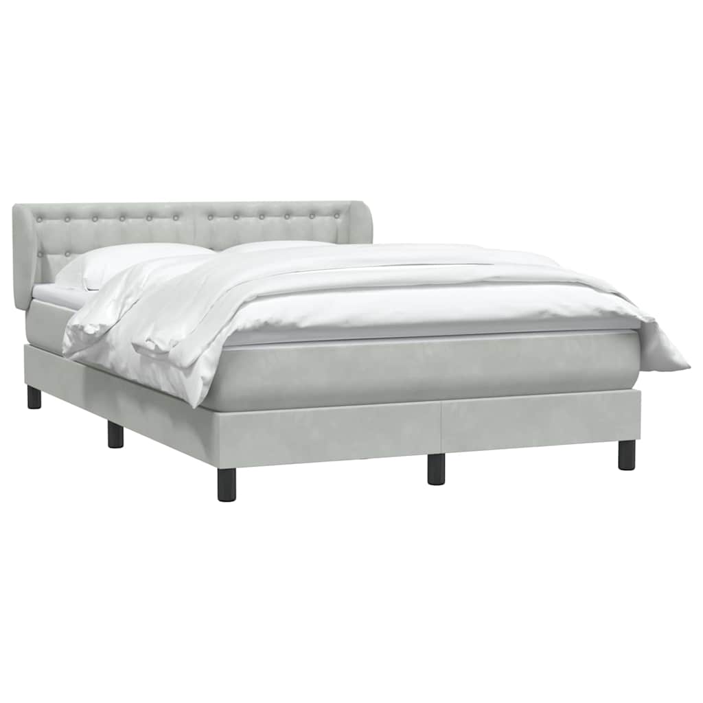 Giroletto a Molle con Materasso Grigio Chiaro 140x220cm Velluto