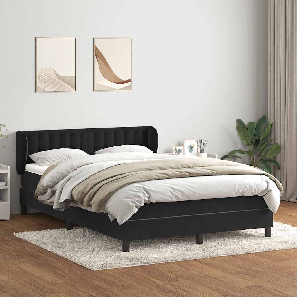 Giroletto a Molle con Materasso Nero 140x220 cm in Velluto