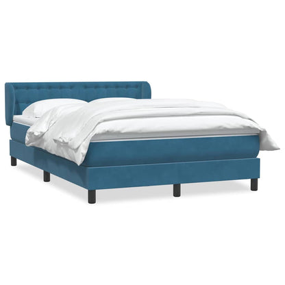 Giroletto a Molle con Materasso Blu Scuro 140x220 cm Velluto