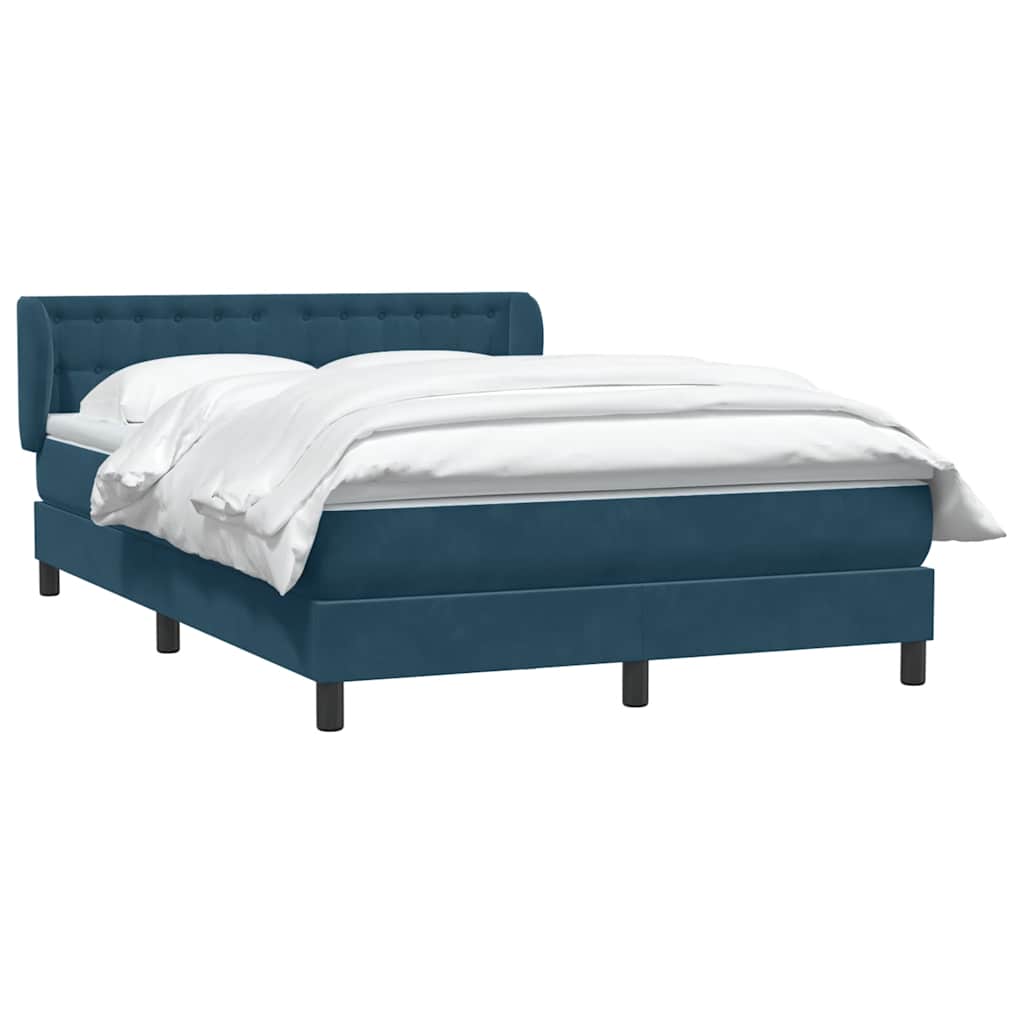 Giroletto a Molle con Materasso Blu Scuro 140x220 cm Velluto