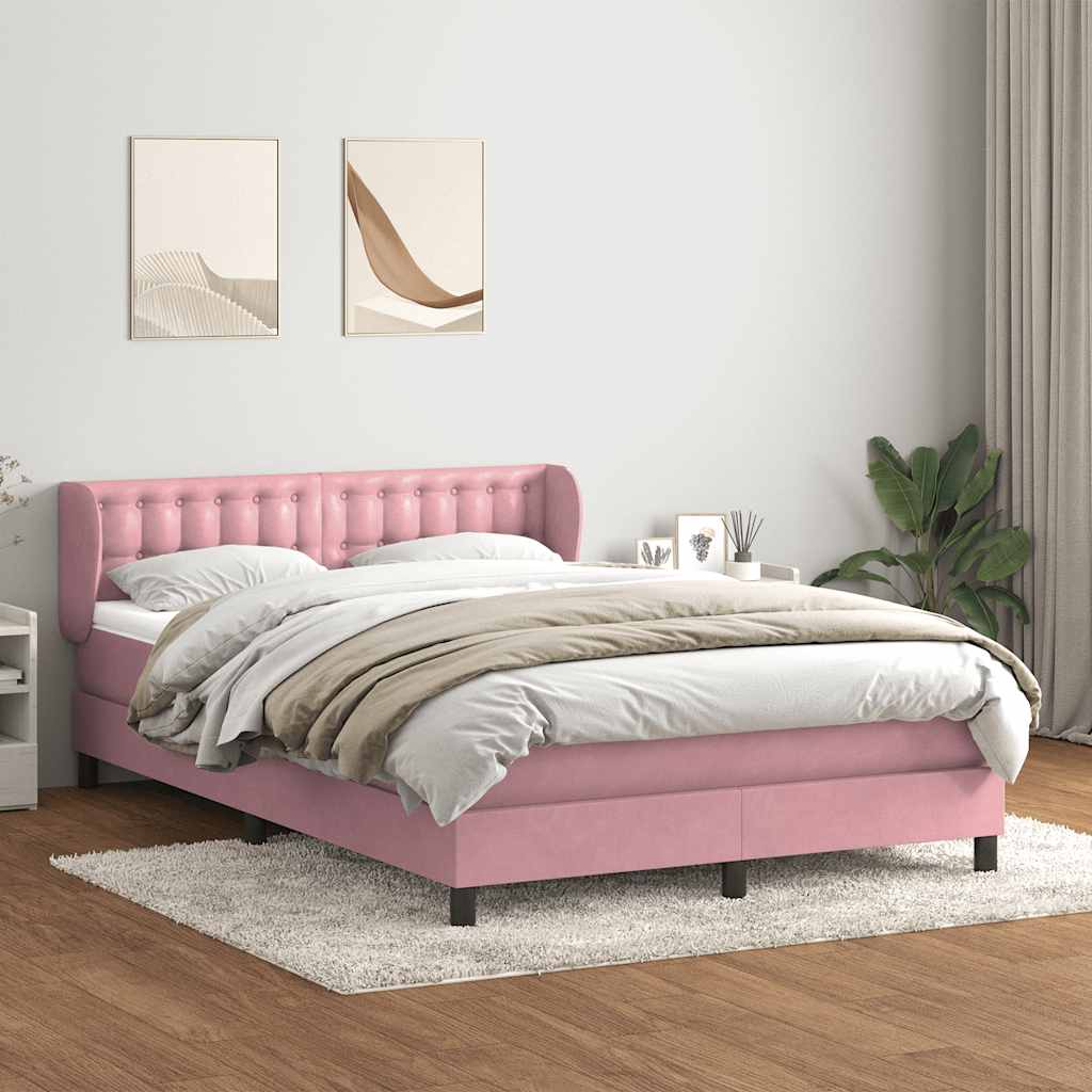 Giroletto a Molle con Materasso Rosa 140x220 cm in Velluto