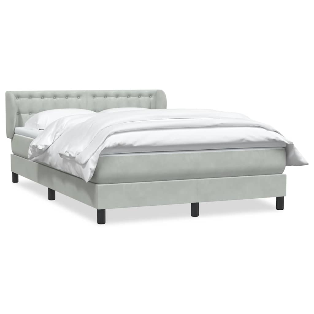 Giroletto a Molle con Materasso Grigio Chiaro 160x220cm Velluto