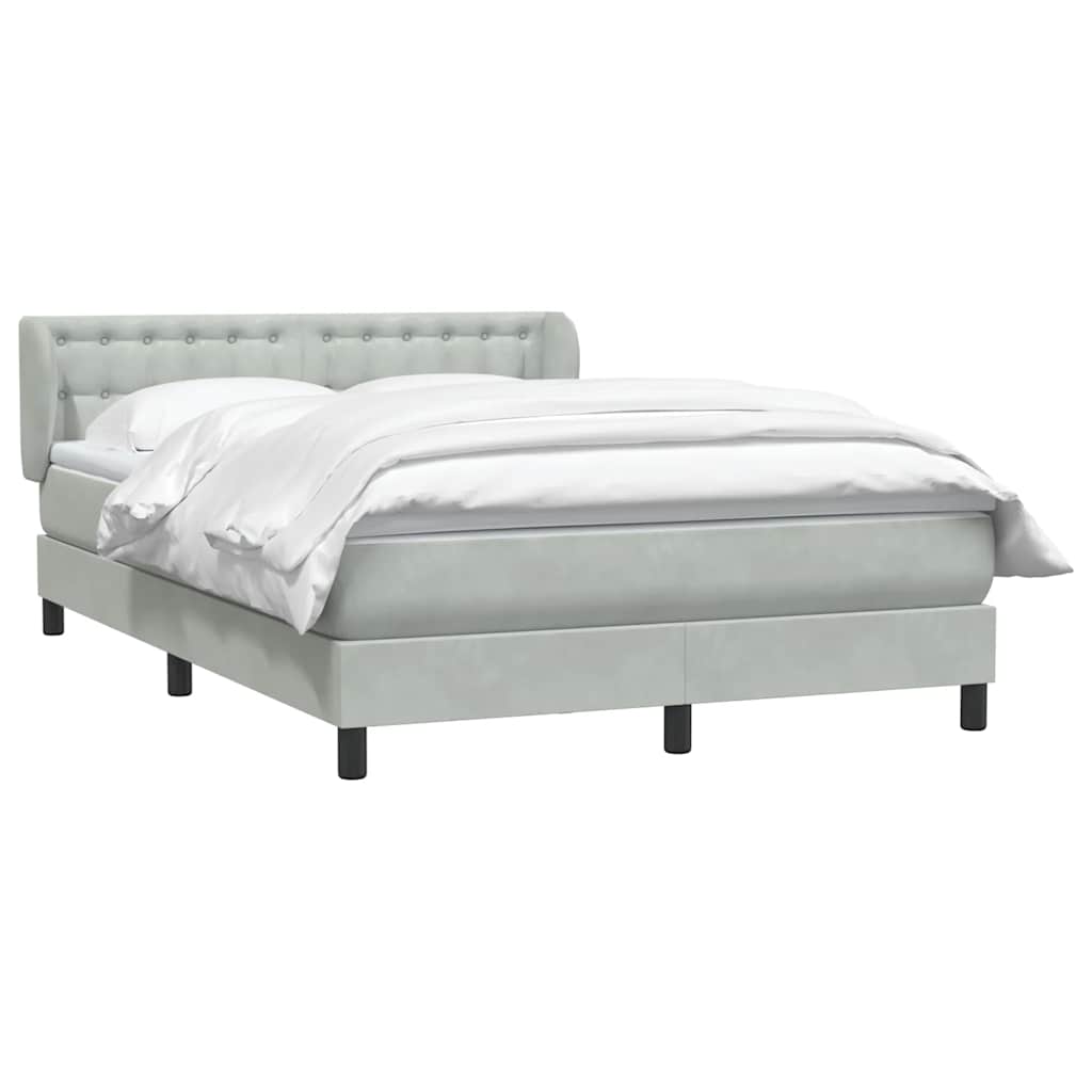 Giroletto a Molle con Materasso Grigio Chiaro 160x220cm Velluto