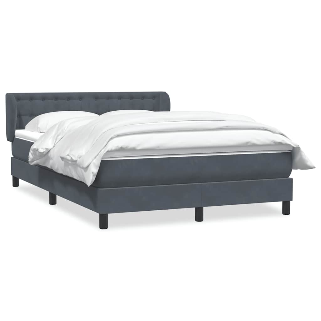 Giroletto a Molle con Materasso Grigio Scuro 160x220 cm Velluto