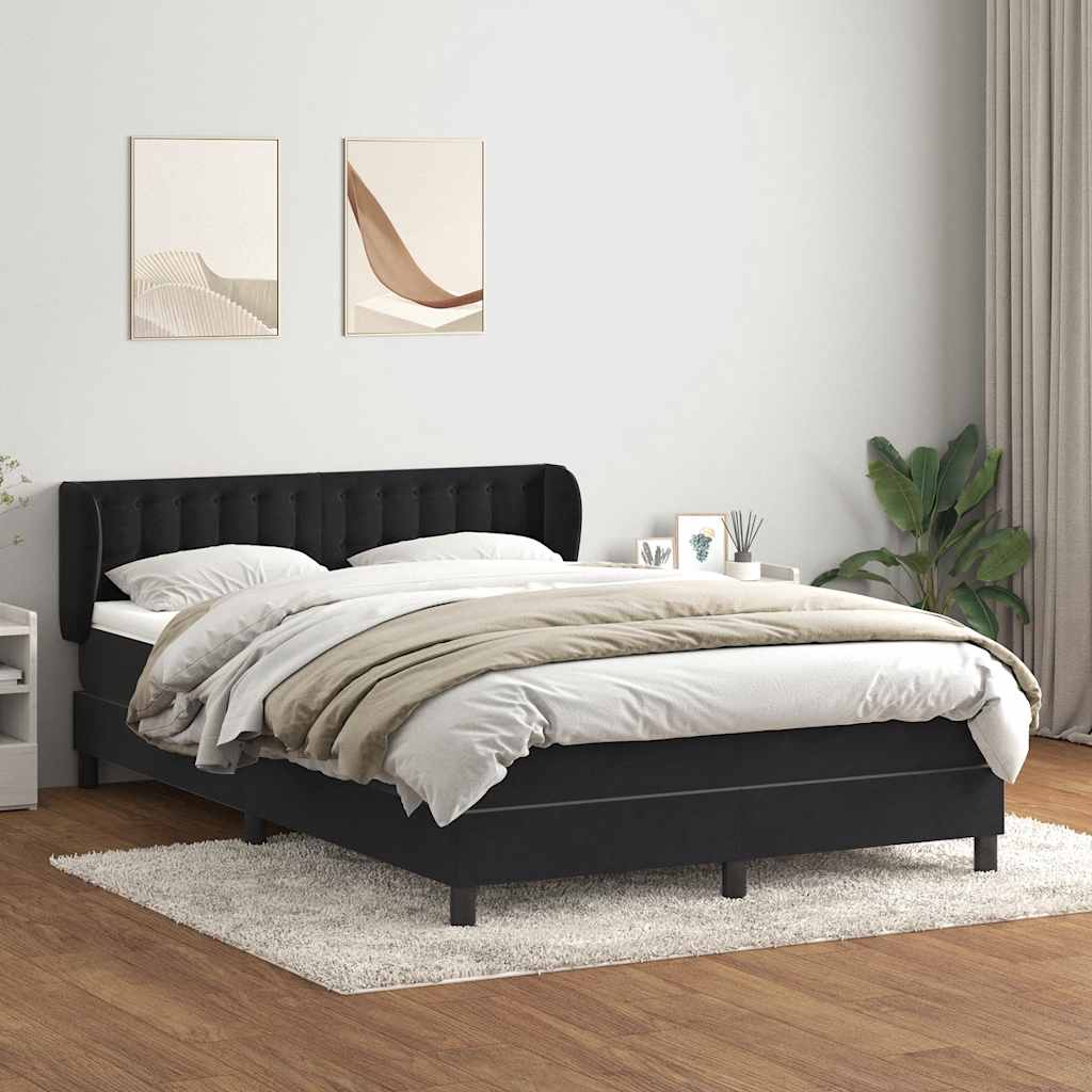 Giroletto a Molle con Materasso Nero 160x220 cm in Velluto