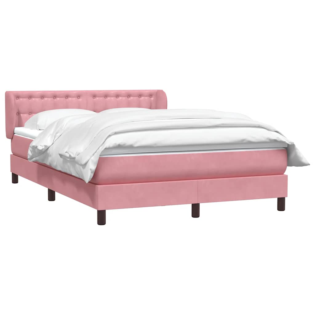 Giroletto a Molle con Materasso Rosa 160x220 cm in Velluto