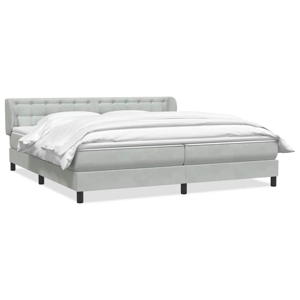 Giroletto a Molle con Materassi Grigio Chiaro 180x220cm Velluto