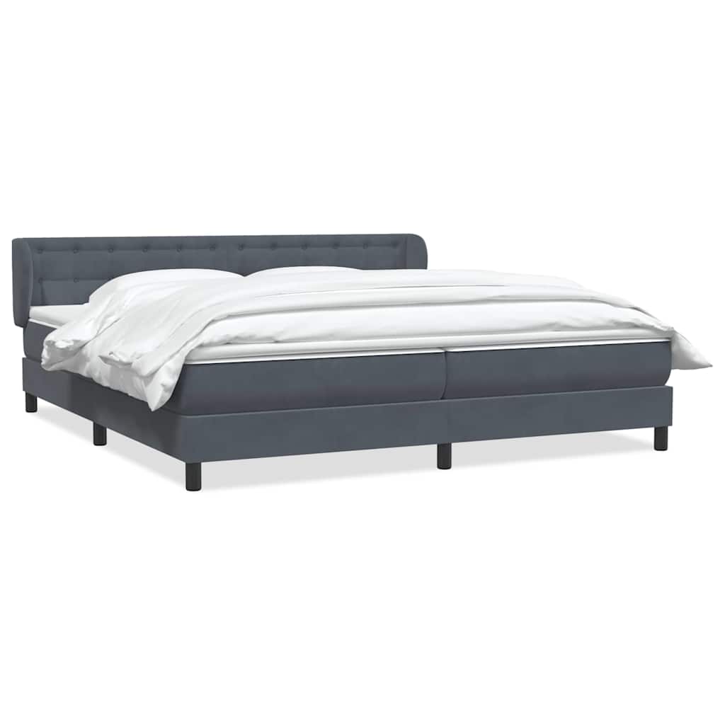 Giroletto a Molle con Materassi Grigio Scuro 180x220 cm Velluto