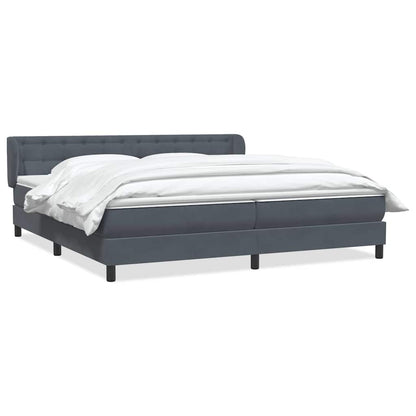 Giroletto a Molle con Materassi Grigio Scuro 180x220 cm Velluto