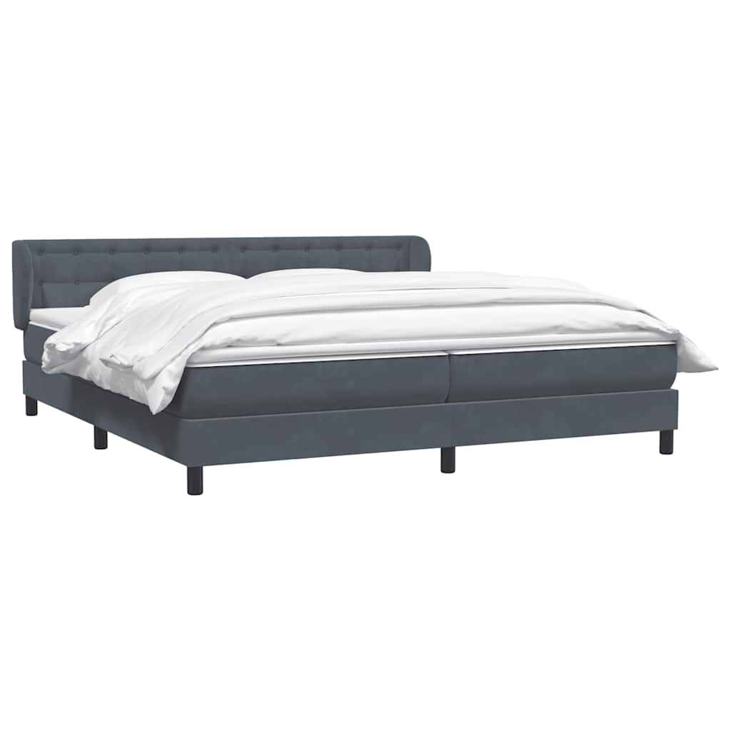 Giroletto a Molle con Materassi Grigio Scuro 180x220 cm Velluto