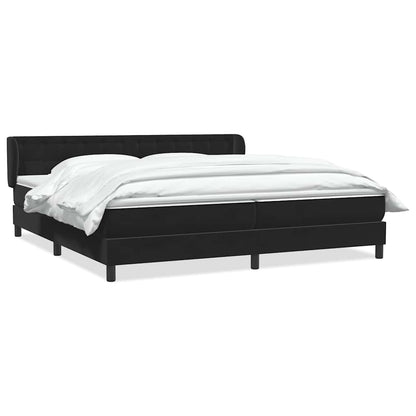 Giroletto a Molle con Materassi Nero 180x220 cm in Velluto